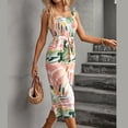 thumbnail image 2 of Mono de verano, mono con estampado floral para mujer, mamelucos con estampado floral de verano, mamelucos largos de pierna ancha para mujer, rendimiento lleno de energía, 2 of 6
