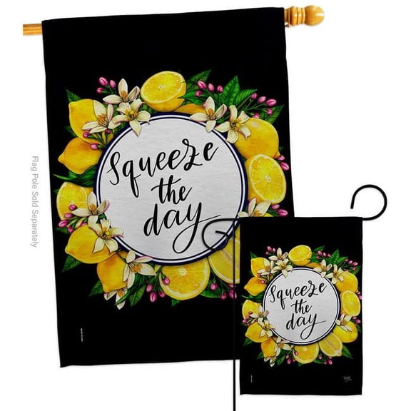 Breeze Decor S120263-P3 Squeeze the Day Food Fruit 28 x 40 in. Double-Sided Decorative Vertical House Flags Set for Decoration Banner Garden Yard Gift
