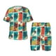 thumbnail image 1 of Balery Colorful Hawaii Palms Conjunto de Pijama Infantil de Manga Corta con Estampado – Ropa de Dormir de Algodón Suave-Large, 1 of 6