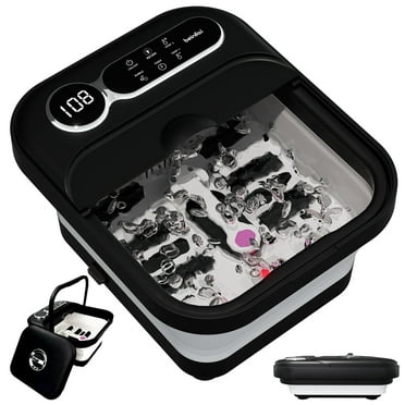 Beinilai Collapsible Foot Spa Bath Massage with Heat,Temperature Control,6 Massage Roller,Bubble and Removable Pedicure Stone for Care Feet
