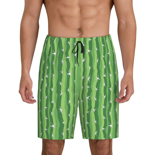 Fotbe Cactus Pantalones Cortos de Pijama para Hombre, Ropa de Dormir, Pantalones de Pijama Cortos para Hombre-Small
