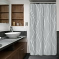 thumbnail image 5 of Small Stall Grey and White Striped Shower Curtain Abstract Geometric Art Lines Modern Minimalist Simple Unique 36Wx72H Inch Neutral Fabric Decor Bathroom Polyester Waterproof 7 Pack Hooks, 5 of 6