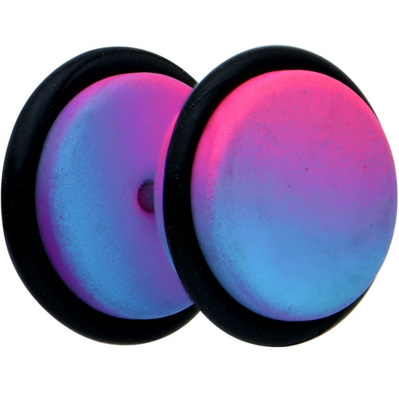 Body Candy Unisex 2PC Steel Illusion Cheater Plug Earrings Pink Blue Ombre Matte Fake Ear Plugs Gauges
