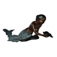 thumbnail image 2 of Nifao Little Mermaid Holding Shell Outdoor Fountain Statue, Bronze Garden Water Feature Sculpture for Patio & Garden – Garden Outdoor Decor Sculpture, 15"L x 37"W x 20"H, 2 of 11