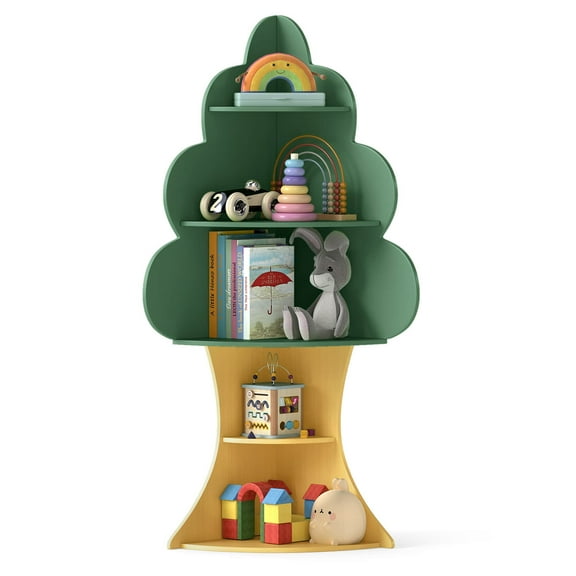 Infans Tree Bookshelf for Kids 5-Tier Children Book Display Rack Toy Storage Organizer