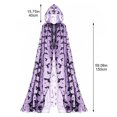 thumbnail image 7 of Jiibva Halloween Bat Print Mesh Cape Gothic Hooded Witch Cloak Purple 190cm, 7 of 7
