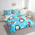 thumbnail image 3 of jejeloiu Christmas Hats Penguin Bedding Comforter Set 7-Piece 7 Pieces,Merry Christmas Full Bedding Set,Christmas Stockings Fitted Sheet Flat Sheet For Girls,Microfiber Bedroom Decor Reversible, 3 of 8