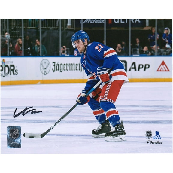 Adam Fox New York Rangers Autographed 8" x 10" Blue with Puck Photograph - Fanatics Authentic Certified