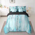 thumbnail image 2 of Manfei Oil Painting Ombre Bedding Comforter Set 7 Pieces, Aesthetic Cyan Blue Full Bedding Set, Watercolor Art Fitted Sheet Flat Sheet, Microfiber Bedroom Decor, 2 of 8