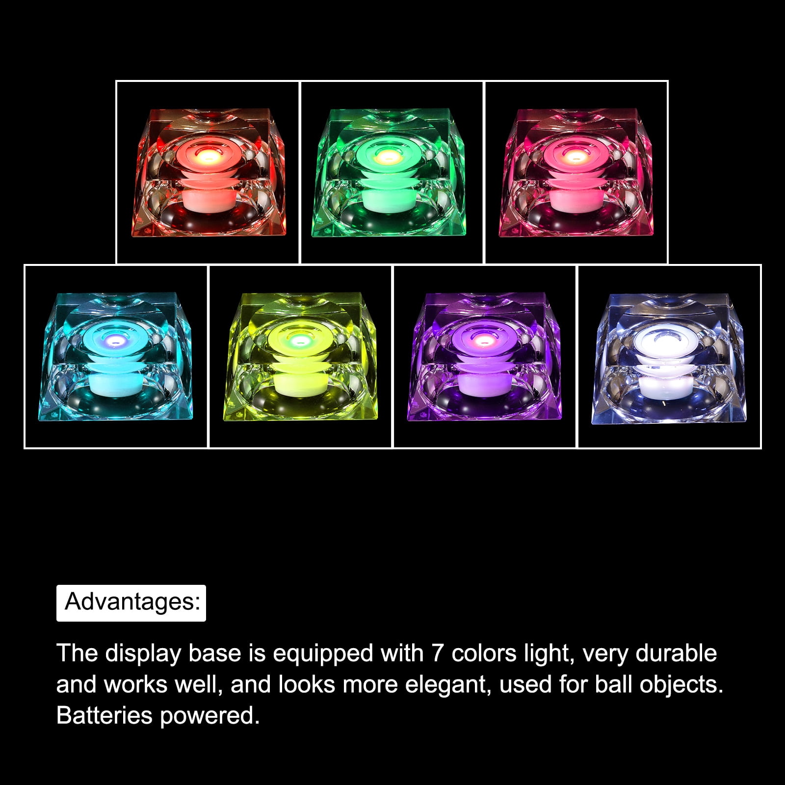 Unique Bargains Crystal LED Display Base with USB Charge 2.76" x 2.17" x 1.18"