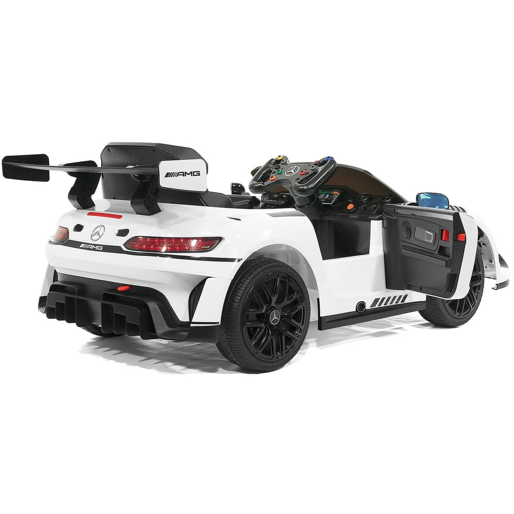 Mercedes AMG GT3 EVO 12V Kids Ride-On Car with R/C Parental Remote (White)