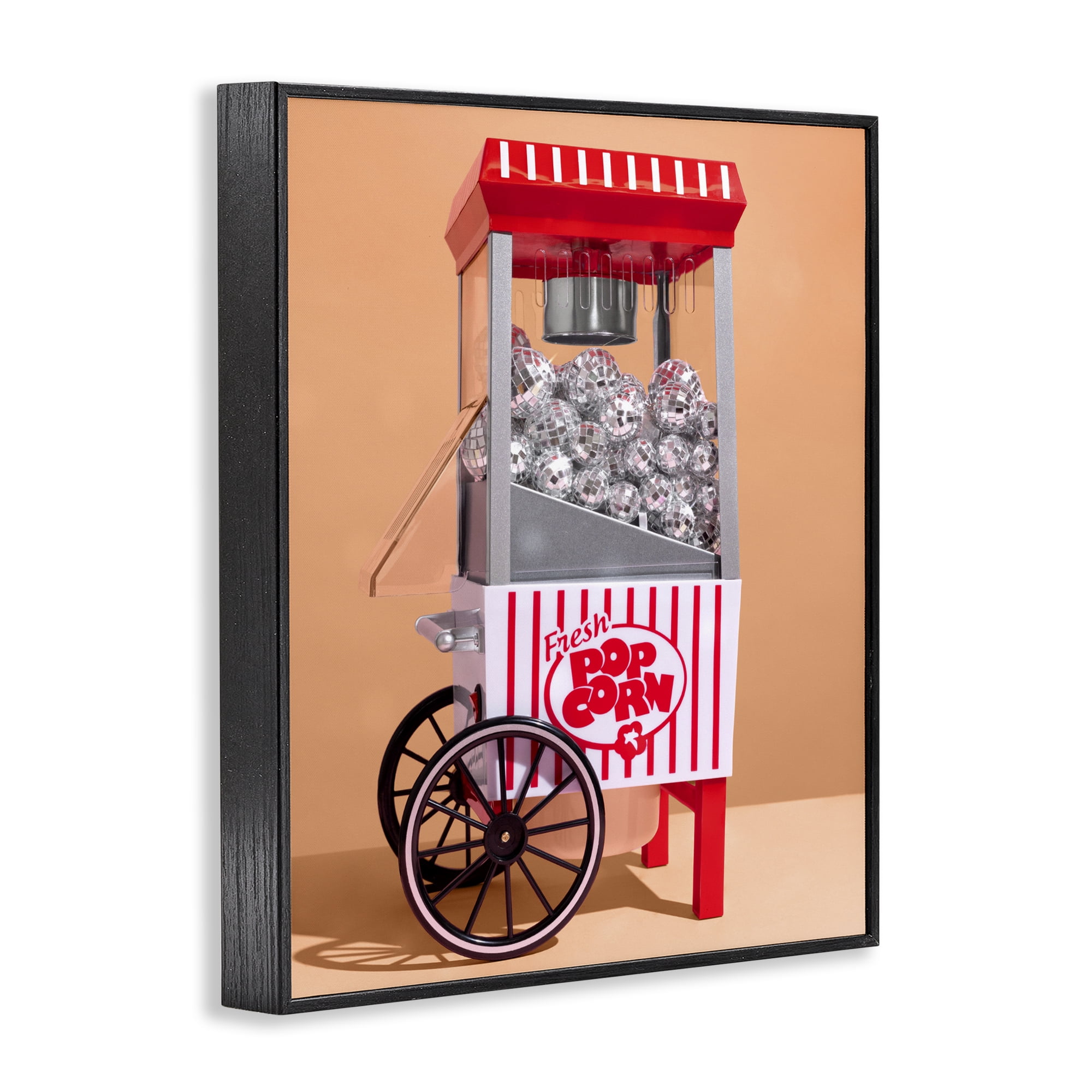 Stupell Industries Retro Disco Popcorn Machine Black Framed Giclee Art, design by LISH Creative