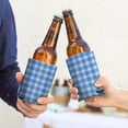 thumbnail image 2 of 2 Pieces Neoprene Beer Can Cooler Insulated Collapsible Beer Sleeve Blue Plaid Lattice Can Cooler Sleeve for Energy Drink & Beer, 2 of 3