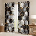 thumbnail image 2 of Castle Fairy Geometric Honeycomb Black Out Curtains for Boys Girls,Gradient Marble Curtains Pack of 2 (42x63 Each),Abstract Marbling Hexagon Bedroom Curtains,Luxury Bedroom Decor, 2 of 6
