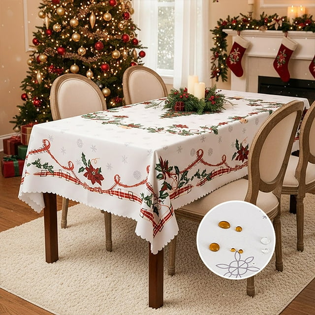Christmas Decorations Outdoor Table Cloth Christmas And Anti Tablecloth Creative Printed Dining Table Mat Coffee Table Cloth Festive Atmosphere Decoration Disposable Thickened Tablecloth