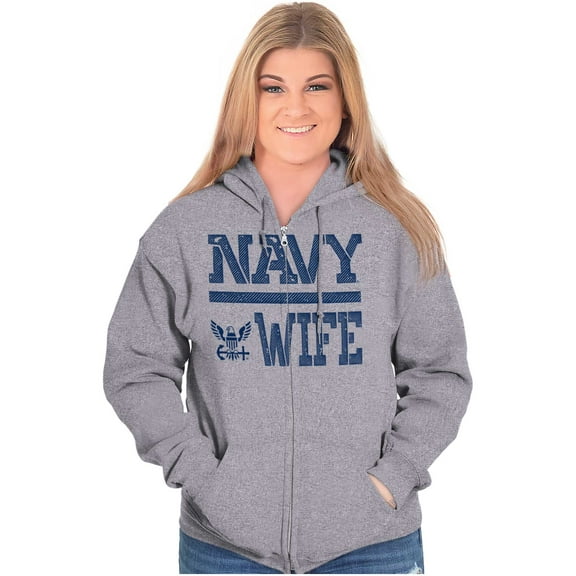 US Navy Wife Military Anchor Logo Women Plus Size Zipper Hoodie Brisco Brands 2X