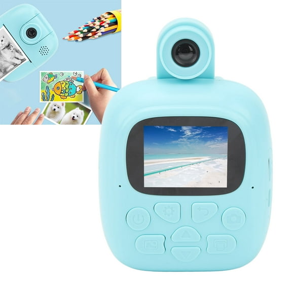 Kids Digital Camera, Rechargeable Inkless Printing Thermal Print Printer Portable 44MP for Children