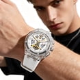 thumbnail image 1 of Reloj de cuarzo transparente hexagonal para hombre con caja calada, impermeable, estilo casual y de negocios, reloj de pulsera analógico automático para uso diario y fiestas, 1 of 9