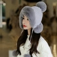 thumbnail image 4 of Dyfzdhu Women Fashion Winter Hat Plush Thicken Custom Warm Hats Wool Cap Gray, 4 of 5