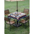 thumbnail image 4 of Outdoor Tablecloth with Umbrella Hole for Patio/Picnic/Party/Camping, Independence Day Truck Waterproof Table Cloth Square Cover Washable, Blue Star Firework 4th of July Wood (54"x 54"), 4 of 9