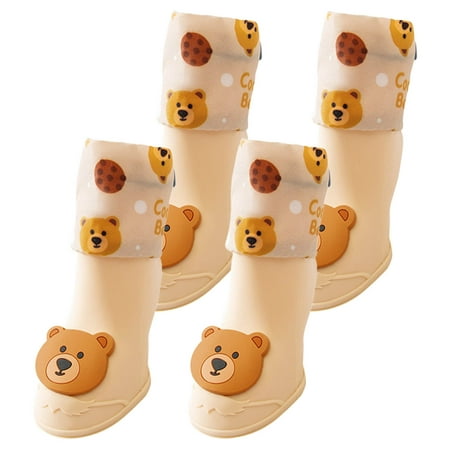 2025 4Pcs Cute Dog Rain Dog Harness for Shoes Small and Medium Choker Chain Puppy Rubber Cartoon Dog Necklace Boots