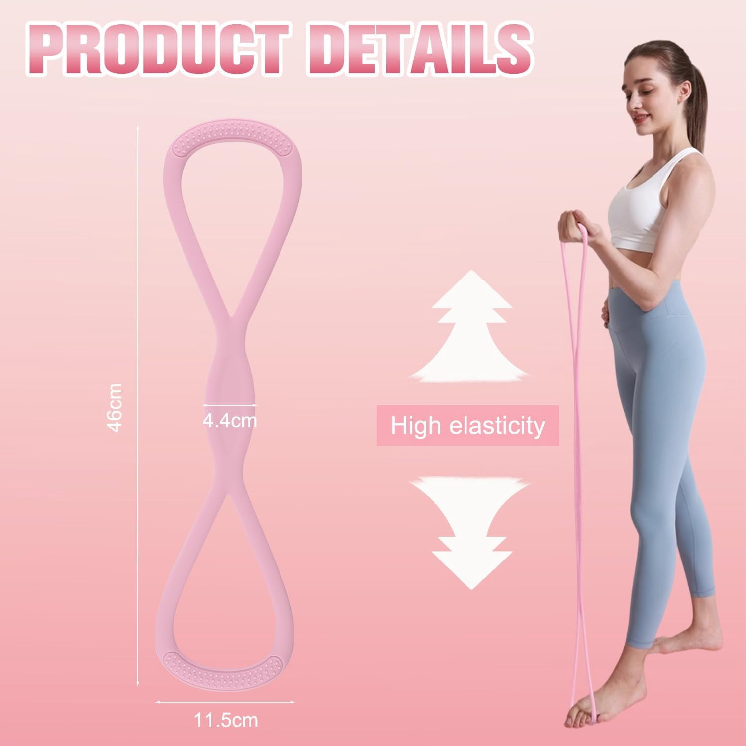 JJEAN-2Pack Figure 8 Resistance Band for Women, Resistance Bands with Handles, Portable 8 Shaped Exercise Band, for Strength Training Yoga Pilates