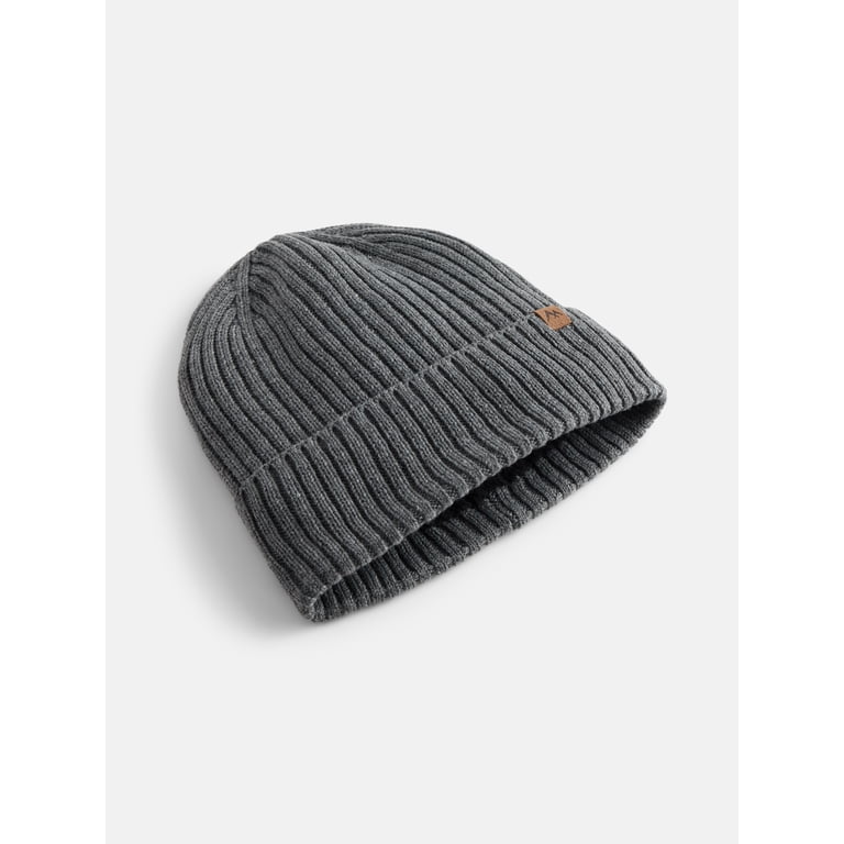 George Men's Fleece Lined Ribbed Knit Beanie, Charcoal Grey photo 3