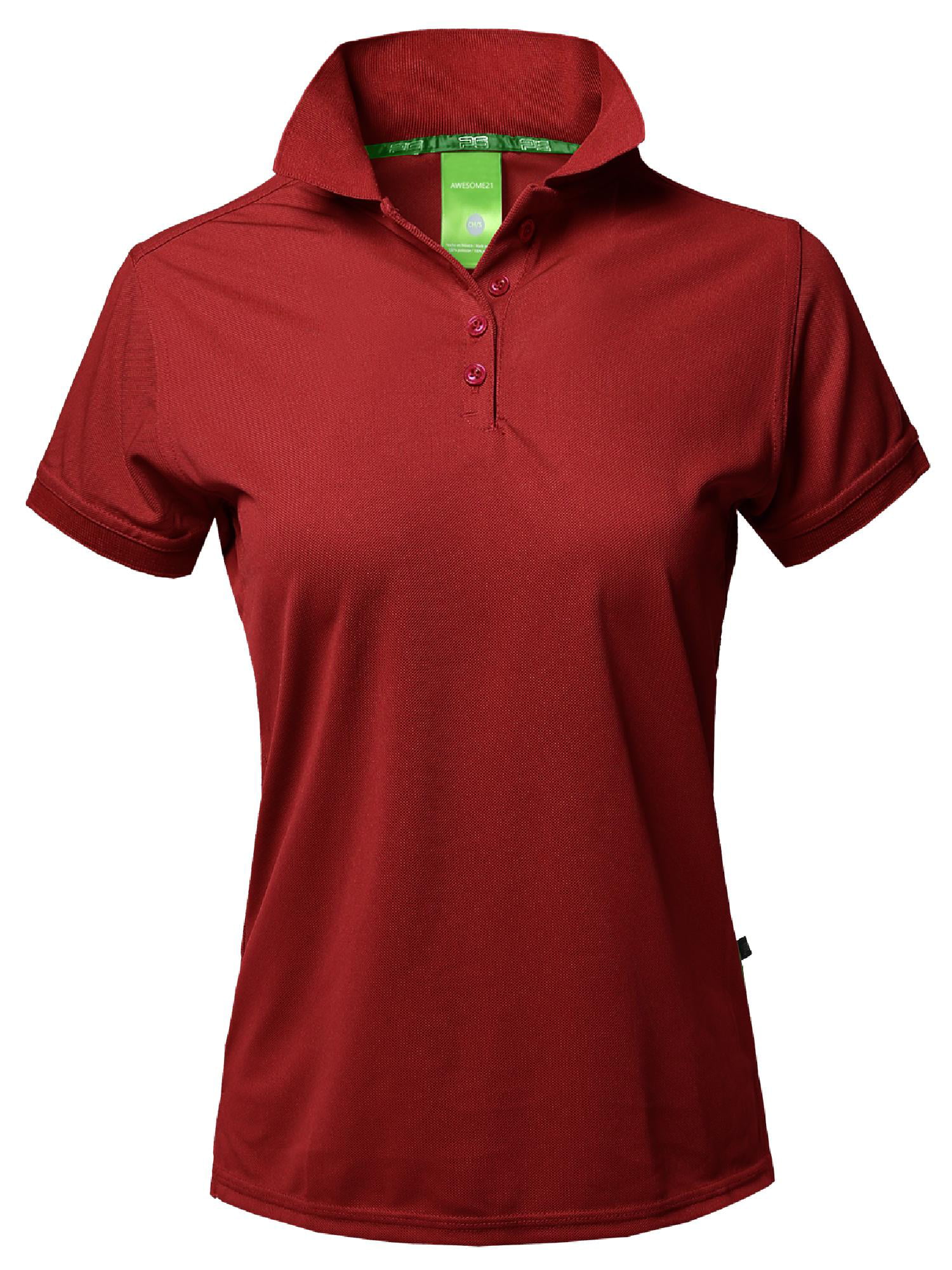Awesome21 Womens Junior Size Breathable Button Placket Short Sleeves Polo Shirt