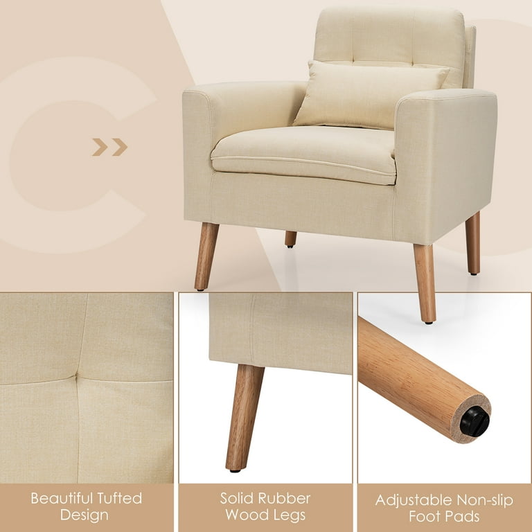 Beige discount linen armchair