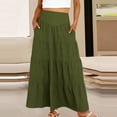 thumbnail image 2 of GUACER Women's High Waisted Tiered Maxi Skirt with Pockets Boho A-Line Flowy Long Skirt Lightweight Summer Swing Skirts, 2 of 8