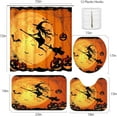 thumbnail image 3 of Halloween Cute Cat 4PC Shower Curtain Set with Rugs Black Spider Web Bathroom Curtains Shower with Non-Slip Rug Toilet Lid Cover Bath Mat and 12 Hooks 72x72 inches, 3 of 7