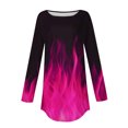 thumbnail image 4 of QATAINLAV Womens Tops Trendy Long Sleeve Loose Blouse Casual Round Neck Pullover T Shirts Flame Printed Sweatshirt Fall Clothes Hot Pink XL, 4 of 6