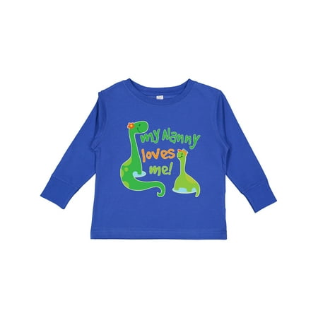 

Inktastic My Nanny Loves Me Grandson Dinosaur Boys Long Sleeve Toddler T-Shirt