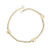 14kt Gold Triple Heart Rope Bracelet