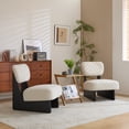 thumbnail image 2 of WRXELAN Modern Accent Chair Set of 2, Upholstered Lounge Armchair with Wood Base, Minimalist Design Single Sofa Chair for Living Room, 2 of 12