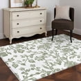 thumbnail image 5 of 4x6 Area Rugs, Sage Green Flower Non-Skid Rubber Backing Large Rectangle Rugs - Living Room Bedroom Home Office, Vintage Farmhouse Boho Leaf Spring Indoor Floor Mat Carpets Washable Rug, 5 of 9