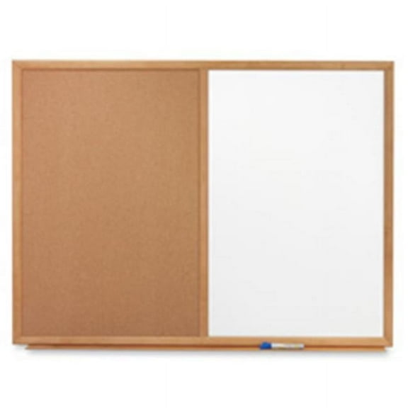 Quartet  Dry-erase-Cork Board - 4ft x 3ft - Oak Frame