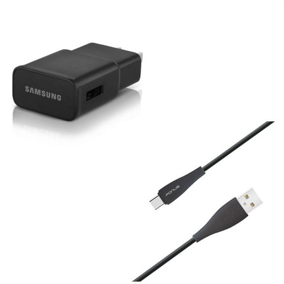 Adaptive Fast Home Charger w Type-C 10ft USB Cable W9K for Blackberry KEYone, Key2 LE - BLU G9, Vivo XI Plus 5 - CAT S61 S48c - Coolpad Legacy - Essential Phone (PH-1) - Google Pixel XL 3a XL