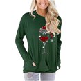 thumbnail image 2 of Camisetas de manga larga con cuello redondo y estampado informal de Navidad para mujer, blusa con bolsillos, camisetas Pompotops  gfhjh15199, 2 of 5