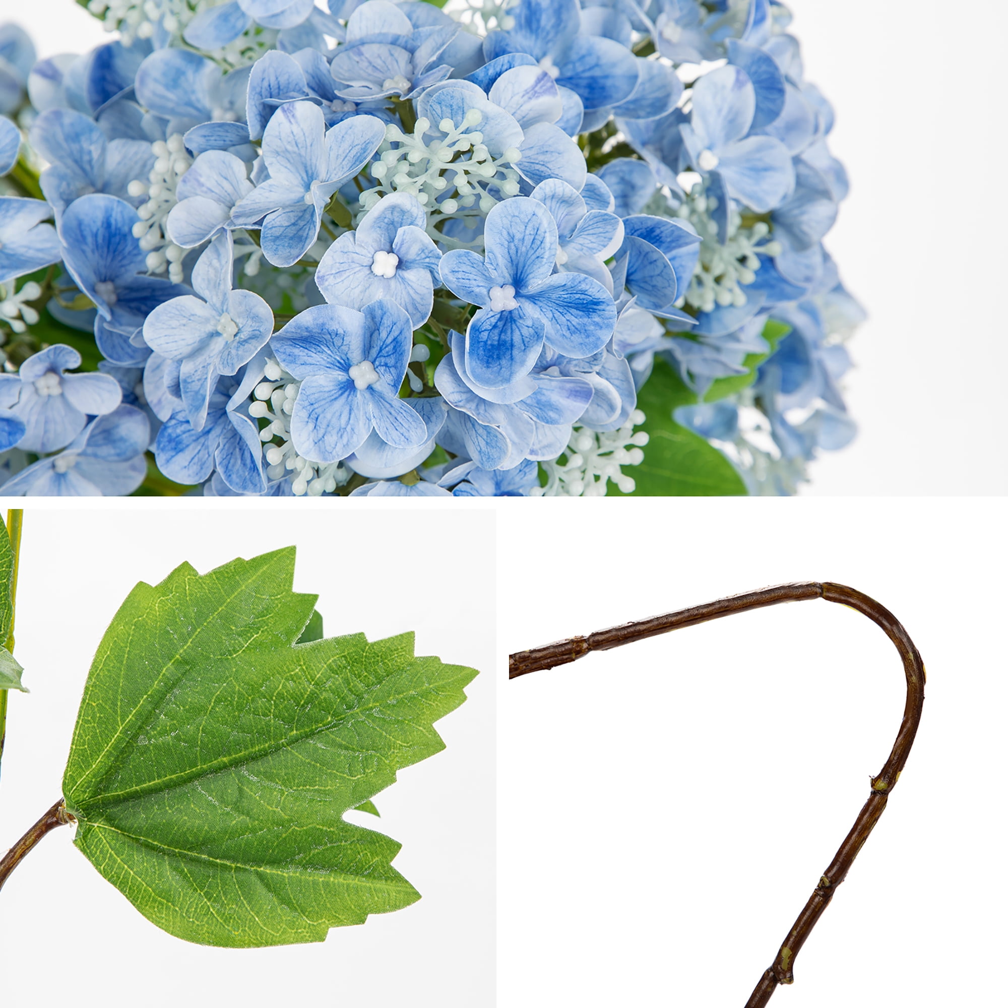 5 pcs Hydrangea Artificial Flowers 19"Real Touch 2 Flower Heads Faux Hydrangeas Realistic Silk Blue Hydrangea Wedding Centerpieces for Tabletop Decor Indoor Outdoor Home Decor