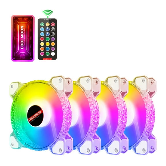WINDLAND Coolmoon Computer PC Fan Adjust RGB Cooling Fan 120mm PWM 6PIN Adjustable Silent Aperture RGB for Case Fans