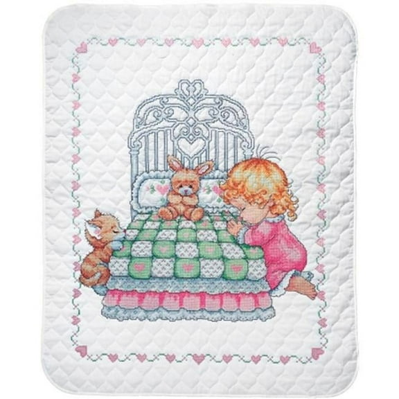 Tobin Bedtime Prayer Girl Quilt Stamped Cross Stitch Kit, 36 by 43-Inch