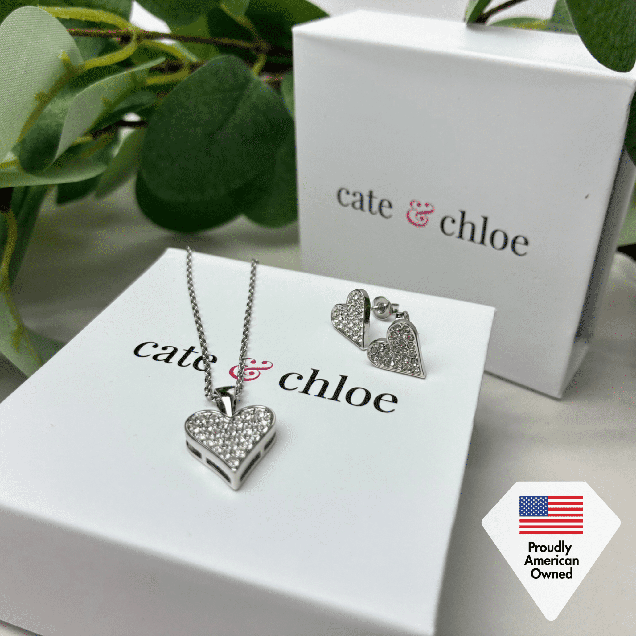 Cate & Chloe Cecilia 18k Rose Gold Plated Jewelry Set with Swarovski Crystals for Women