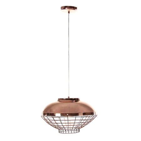 - Decmode Contemporary 9 x 13 inch one light iron pendant with bulb, Copper Brown