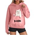 thumbnail image 2 of Sweatshirts for Women Long Sleeve Pocket Hooded Printed Sweatshirt,Womens Tops Plus Size Pink XXL, 2 of 6