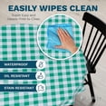 thumbnail image 5 of Tablecloth - Vinyl with Flannel Back, Round, Water Proof, Easy to Clean, Checked Blue Design Round, 5 of 7