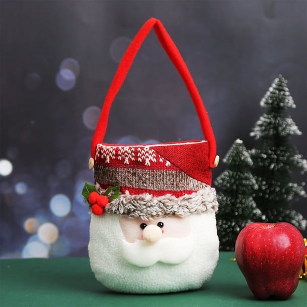 Bolsa de regalo navideña con asa | Bolsa de poliéster roja | Diseño de muñeco de nieve, Papá Noel y ciervo | Bolsa resistente y antiarrugas para dulces y regalos, ideal para fiestas, decoraciones y