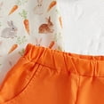 thumbnail image 5 of UngA Baby Boy Shorts Set Summer Clothes Toddler Bunny Carrot Embroidery Striped Short Sleeve Lapel T-shirt Shorts Sets Infant Easter Outfit (Red,4-5 Years), 5 of 7