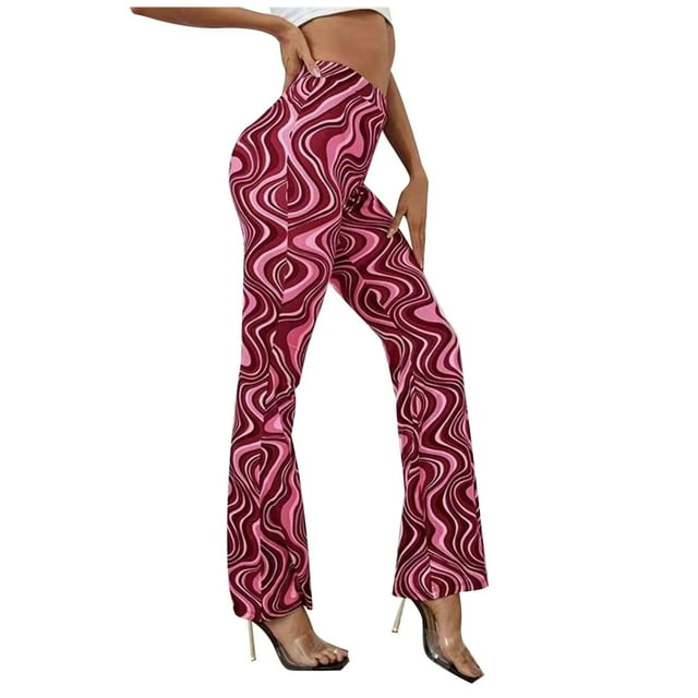 Plus Size Pants Product category Plus Size Pants Product title Women's High Waist Water Ripple Print Yoga Pants Flared Casual Bottoms With Stretch Comfort Fit