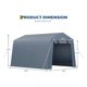 thumbnail image 2 of Outdoor almacenamiento shed (6x6 ft) - portable carport con roll-up ventilated zipper door y windows, gray, 2 of 8